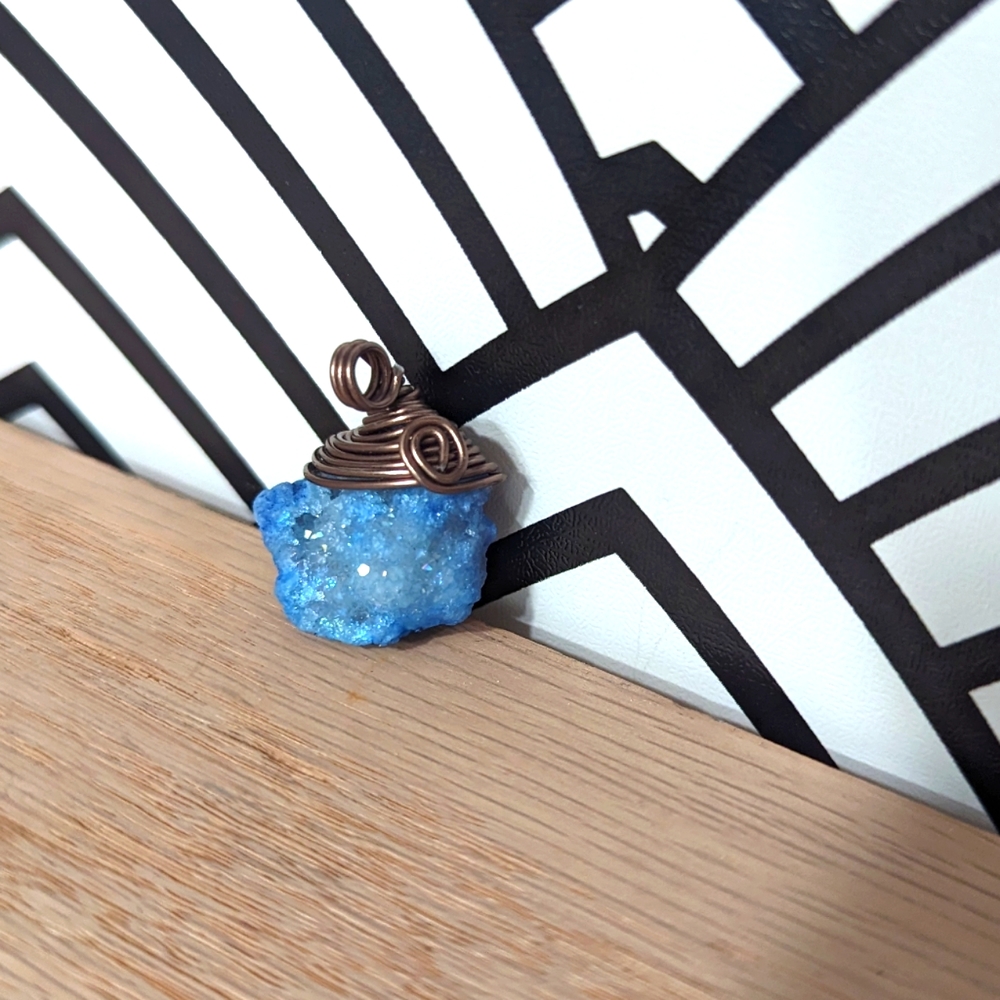 Dyed druzy agate  pendant beautiful blue